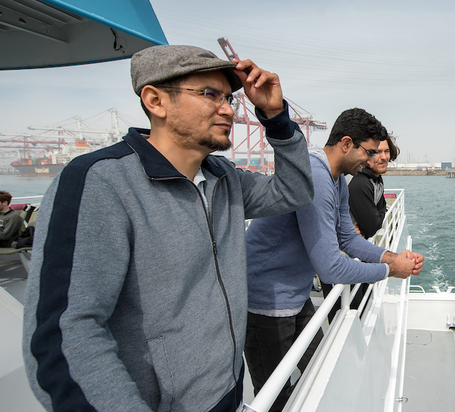 Economics students study at the LA port