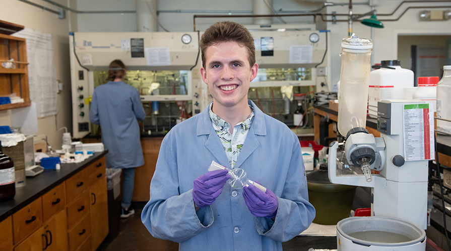 Young Oxy chemistry student in the lab