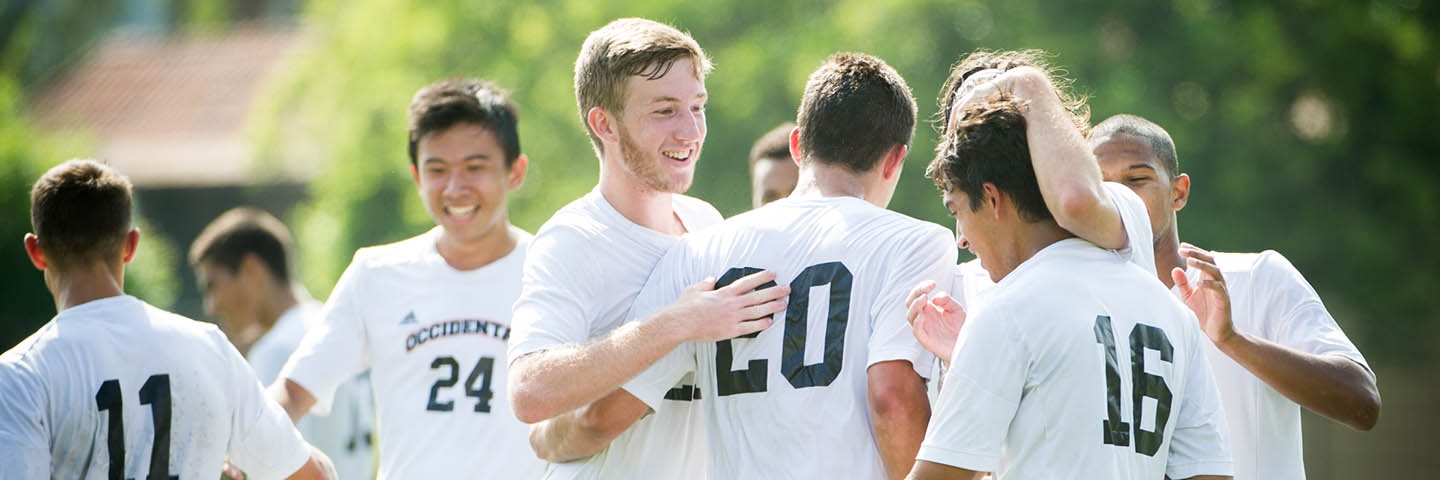 Oxy sports team members congratulate each other